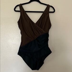 New Brown and Black One-Piece Swimsuit Size L/10